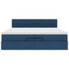 vidaXL Ottoman bed met matrassen en LED's 200x200cm stof blauw