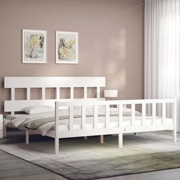 vidaXL Bedframe zonder matras massief grenenhout wit 200x200 cm