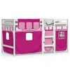 vidaXL Kinderhoogslaper met gordijnen 90x190 cm grenenhout roze