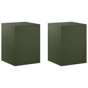 vidaXL Plantenstandaard 2 pcs Olijfgroen 30 x 30 x 40 cm Staal