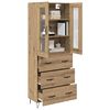 vidaXL Hoge kast met lade Artisan Eiken 69,5 x 34 x 90 cm Bewerkt hout