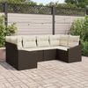 vidaXL Bankstel met kussen 6 pcs Bruin poly rattan