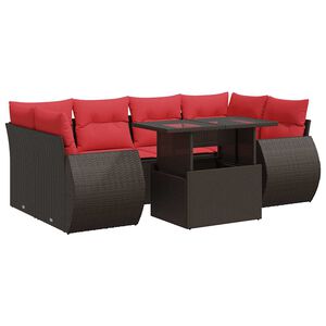 vidaXL 7-delige Loungeset met kussens poly rattan acacia bruin