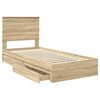 vidaXL Opslag bed met hoofdeinde Sonoma Eiken 75 x 190 cm Bewerkt hout