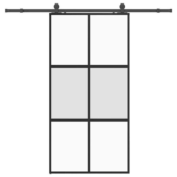 vidaXL Schuifdeur met beslagset 102,5x205 cm gehard glas zwart
