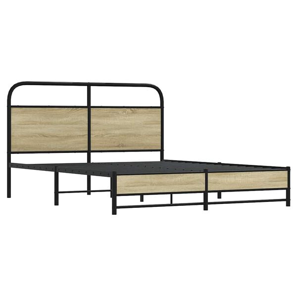 vidaXL Bedframe zonder matras bewerkt hout sonoma eikenkleur 150x200cm