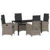 vidaXL Tuin eettafelset met kussen 5 pcs Grijs poly rattan