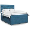 vidaXL Boxspring met matras fluweel donkerblauw 140x190 cm