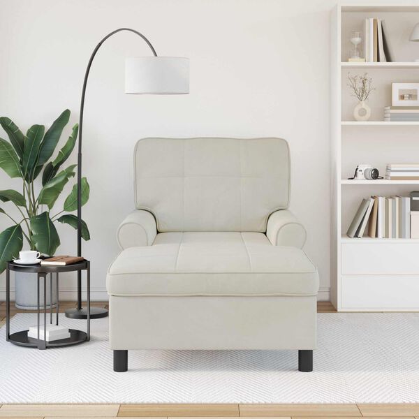 vidaXL Chaise Lounge met kussen Cr&egrave;me 91 x 157 x 91 cm Fluweel