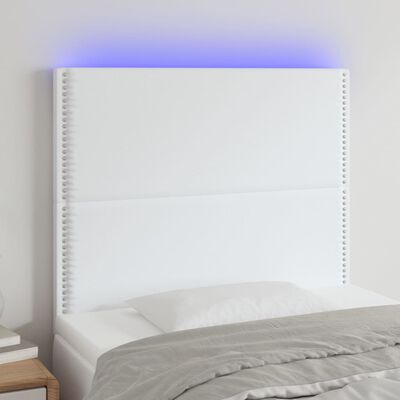 vidaXL Hoofdbord LED 80x5x118/128 cm kunstleer wit