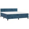 vidaXL Boxspring met matras en LED fluweel donkerblauw 180x200 cm