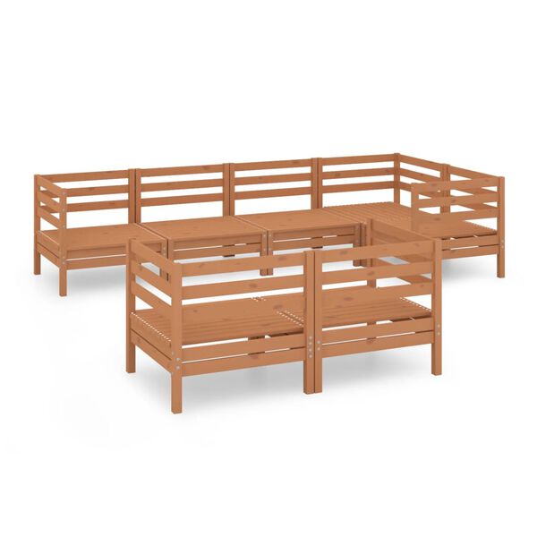 vidaXL 7-delige Loungeset massief grenenhout honingbruin