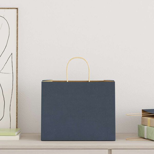 vidaXL Papieren zakken 250 st met hengsels 32x22x24 cm blauw