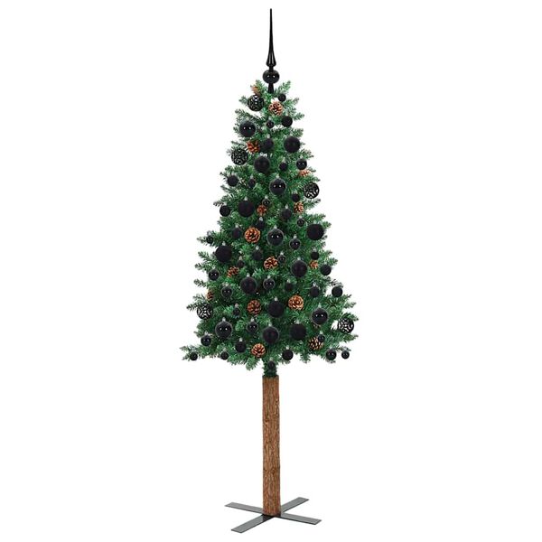 vidaXL Slanke Kerstboom Groen 180 cm PVC en massief dennenhout