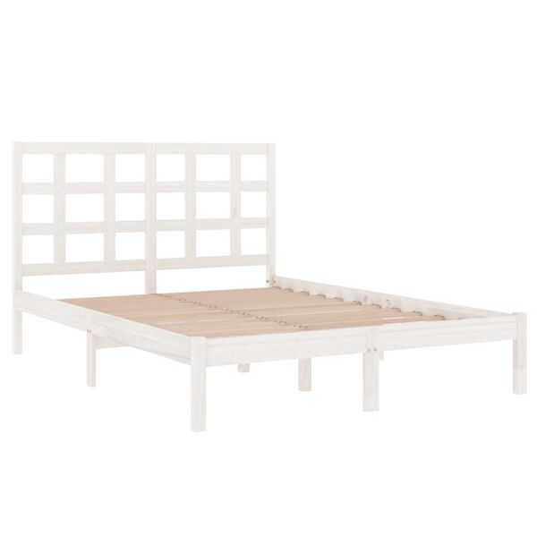 vidaXL Bedframe massief hout wit 120x190 cm
