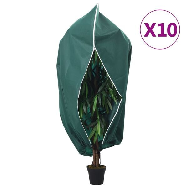 vidaXL Plantenhoezen met ritssluiting 10 st 70 g/m&sup2; 1,55x1,55 m