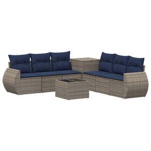 vidaXL Bankstel 8 st Grijs en Marineblauw 55 x 55 x 37 cm