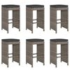 vidaXL Tuinbarkrukken met kussens 6 st poly rattan grijs
