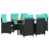 vidaXL Buiten eettafelset 7 st PE Rattan en Poeder-Coated Staal