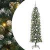 vidaXL Kunstmatige slanke kerstboom Groen en Wit 210 cm