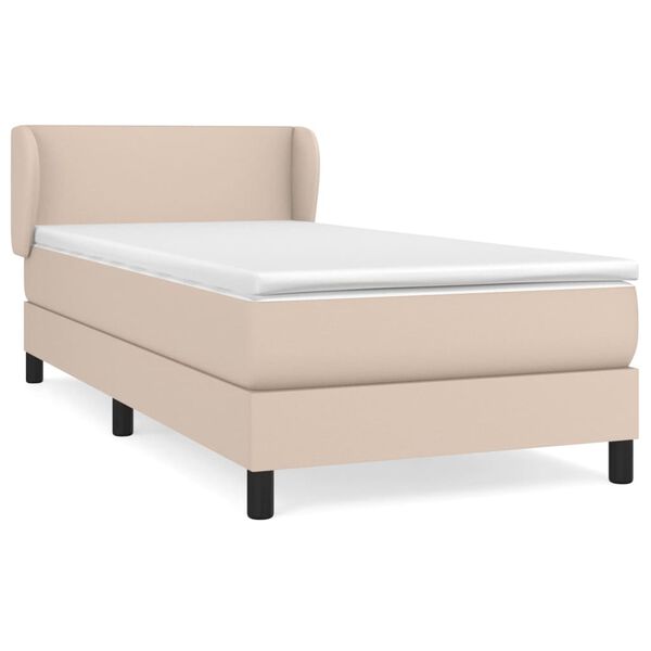 vidaXL Boxspring met matras kunstleer cappuccinokleurig 100x200 cm