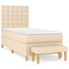 vidaXL Boxspring met matras stof cr&egrave;mekleurig 80x200 cm