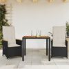 vidaXL 3-delige Bistroset met kussens poly rattan zwart