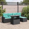 vidaXL 6-delige Loungeset met kussens poly rattan acacia zwart