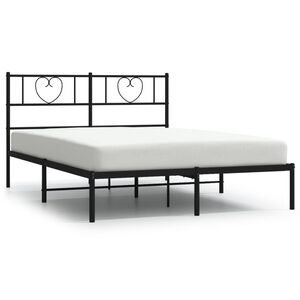 vidaXL Bedframe met hoofdbord metaal zwart 120x200 cm
