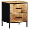 vidaXL Nachtkastje Bruin en zwart 40 x 35 x 50 cm Massief Mango Hout