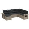 vidaXL 7-delige Loungeset met kussens poly rattan grijs