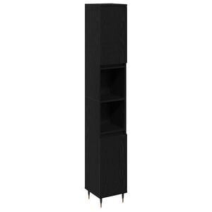 vidaXL Badkamer Kast Zwart Eiken 30 x 30 x 190 cm Bewerkt hout