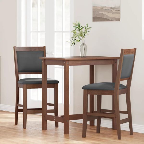 vidaXL Barkrukken met kussens 2 stuks Bruin massief hout rubber