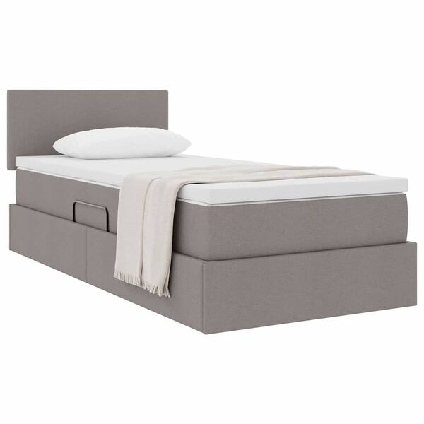 vidaXL Opbergbed met matras met matras Taupe 100 x 200 cm Bewerkt hout
