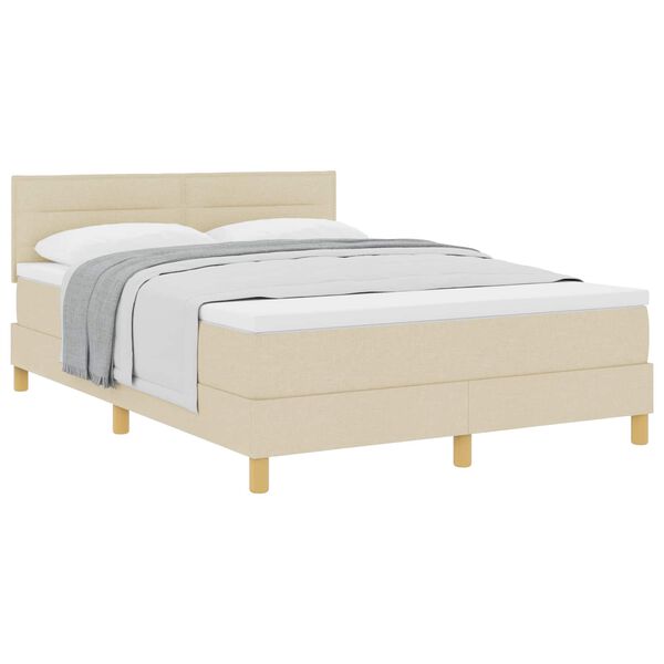 vidaXL Boxspringbed met kussen met hoofdeinde Cr&egrave;me 160 x 200 cm Stof
