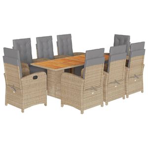 vidaXL 9-delige Tuinset met kussens poly rattan beige