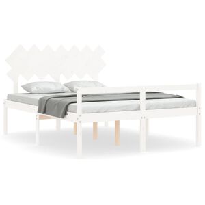 vidaXL Seniorenbed met hoofdbord massief hout wit 140x190 cm