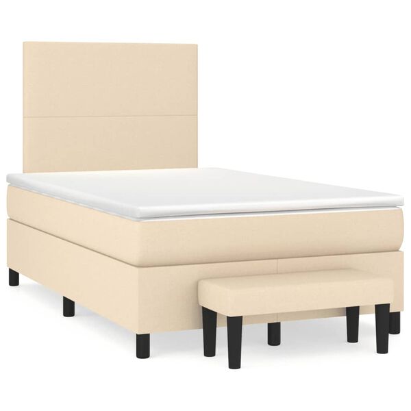vidaXL Boxspring met matras stof cr&egrave;mekleurig 120x190 cm