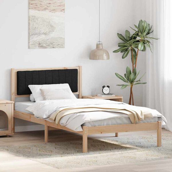 vidaXL Bedframe met Gevoerd Hoofdgedeelte Zwart 100 x 200 cm