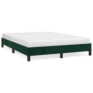 vidaXL Bedframe zonder matras 140x190 cm fluweel donkergroen
