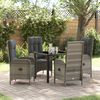 vidaXL Tuin eettafelset met kussen 5 pcs Grijs poly rattan