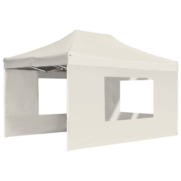 vidaXL Partytent inklapbaar met wanden 4,5x3 m aluminium crème