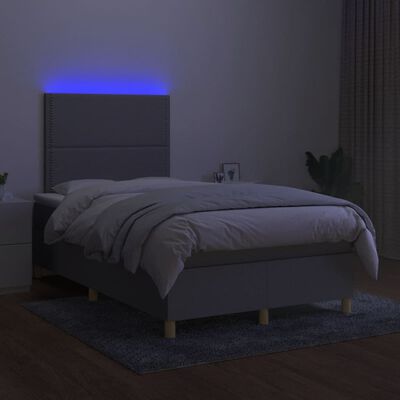vidaXL Boxspring met matras en LED stof lichtgrijs 120x190 cm