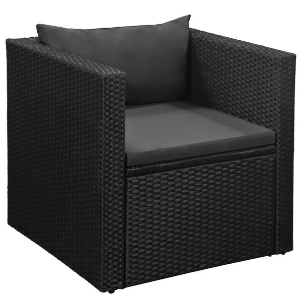 vidaXL 4-delige Loungeset poly rattan zwart en grijs