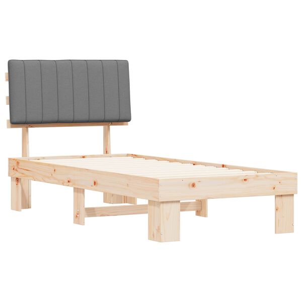 vidaXL Bedframe met Gevoerd Hoofdgedeelte Lichtgrijs 90 x 190 cm