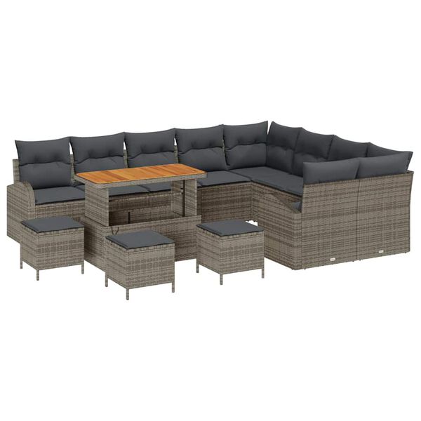 vidaXL Tuin Sofa Set met kussen met opslag met kussen 13 pcs Grijs