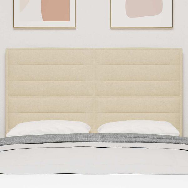 vidaXL LED Hoofdbord met LED-stripverlichting Cr&egrave;me 144 cm Stof