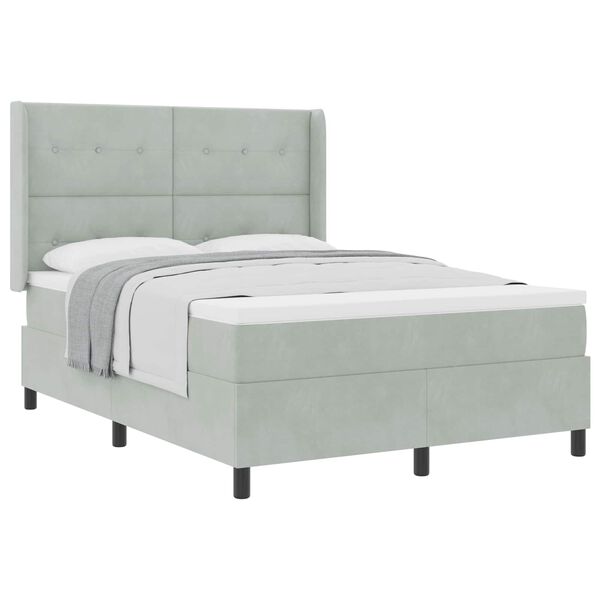 vidaXL Boxspringbed met matras Lichtgrijs 140 x 190 cm Fluweel