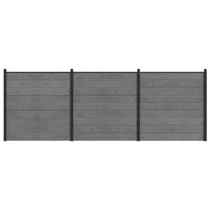 vidaXL Hek set 526 x 186 cm WPC en Aluminium Grijs