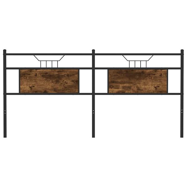vidaXL Vervangend hoofdbord 180 cm bewerkt hout en staal gerookt eikenkleurig